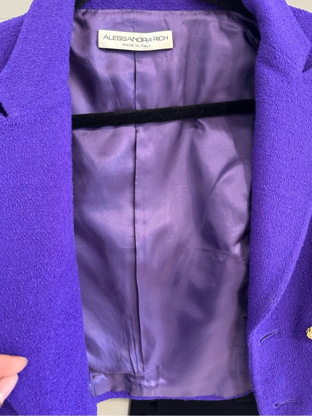 Alessandra Rich Vibrant Purple Cropped Double-Breasted Blazer - Picture 5 of 6